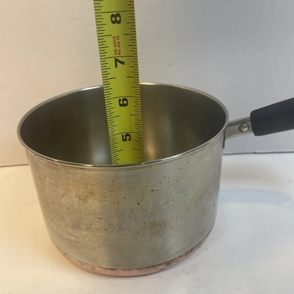 Revere Ware Saucepan 3 Qt Silver 1801 Copper Clad Bottom Stainless Steel no lid